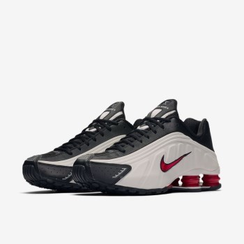 Nike Shox R4 - Férfi Utcai Cipő - Platina/Fekete/Piros